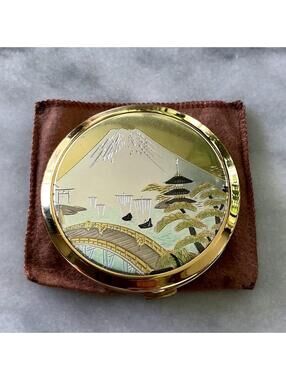 The Art of Chokin 24K Engraved Asian Japanese Compact w/ Mirror